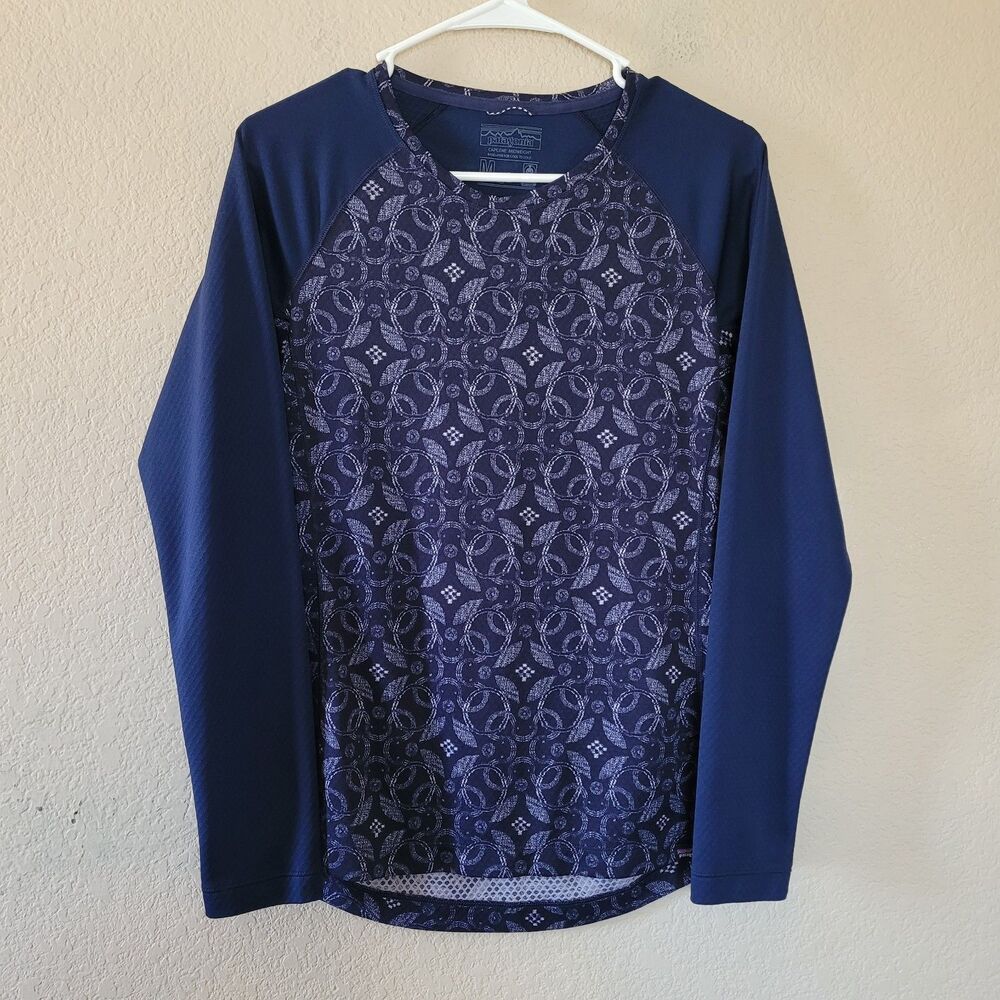 Patagonia Capilene Midweight Base Layer Top Womens Medium Navy Blue Long Sleeve